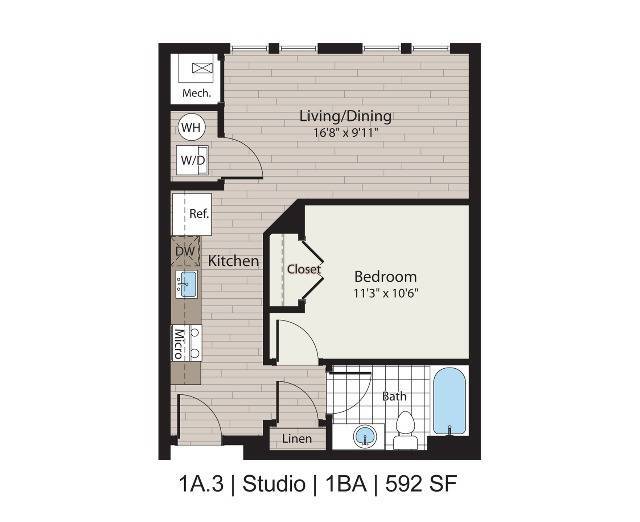 1a.3 Estudio/1BA 592 pies cuadrados - ICON Residences at The Rotunda
