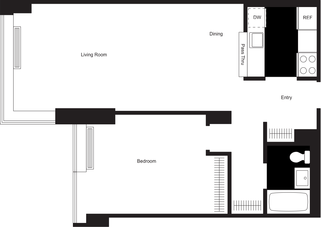 Floor Plan - 1 Bedroom / 1 Bathroom