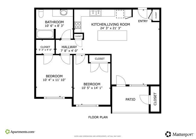 2 habitaciones, 1 baño, -852 pies cuadrados