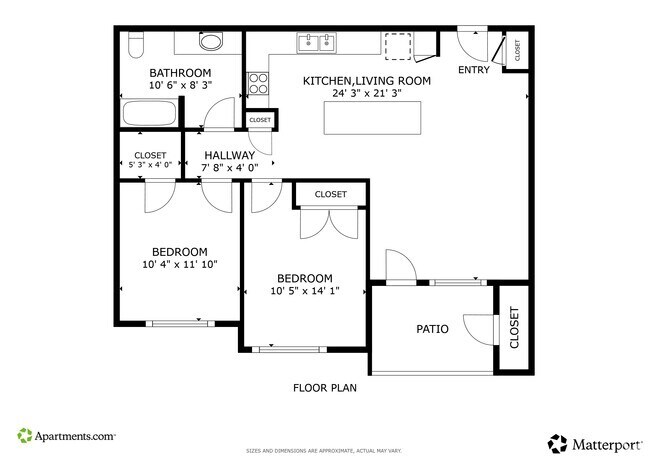 2 habitaciones, 1 baño, -852 pies cuadrados - Cantala Apartments