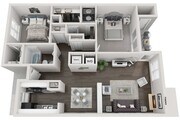 Two Bedroom Two Bathroom, 1180 sqft