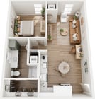 Explore this well-designed one-bedroom apartment, perfect for stylish and efficient living.