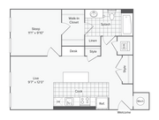 1 BR x 1 BA - G Floorplan