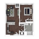 One Bedroom Floorplan 7850 East Jefferson 3D
