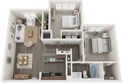 The Williams - Two Bedrooms One Bathroom 974 sqft