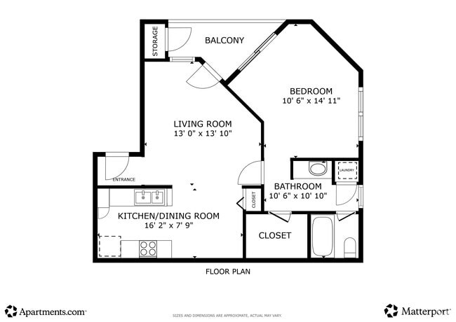 1BR, 1BA - 650SF
