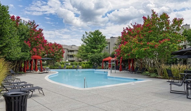 Piscina al aire libre y terraza social - Shenandoah Crossing Apartment Homes