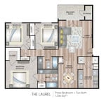 3 BR / 2 BA Floorplan
