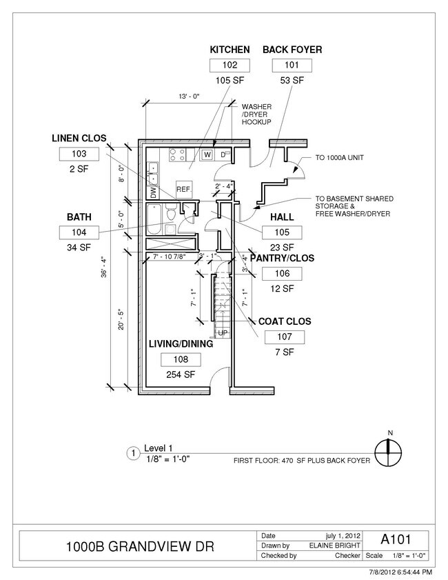 plano del primer piso - 1000b Grandview Dr
