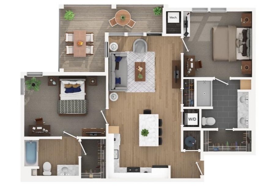 B3 2 BEDROOM | 2 BATH 1,119 SQ. FT - B3