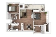 2 Bedroom | 2 Bath | 1243 SF (Attached Garage Available)