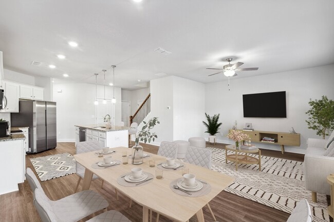 A refined living area offering a graceful view of the home’s living and dining space