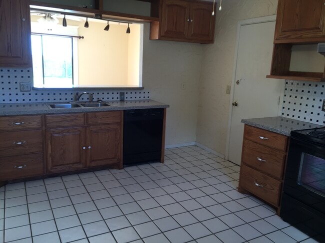 kitchen sink with dishwasher - looking into living room, refrigerator is included (black) - 4123 Villa Dr House