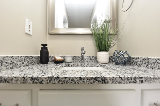 Granite counters in bathroom