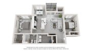 Floor plan for Osbourne, a two bed one bath.
