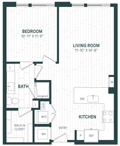 Floor Plan - 1 Bed/1 Bath-A10U