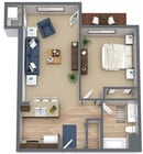 1 Bed 1 Bath Floorplan