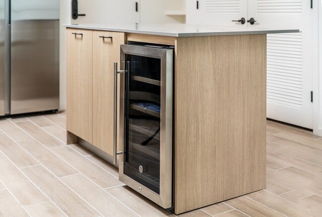 Stainless steel wine fridge in select homes