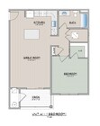 Explore this elegant 1-bedroom apartment layout offering functional and stylish living spaces.