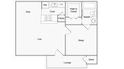 1 BR x 1 BA - A Floorplan