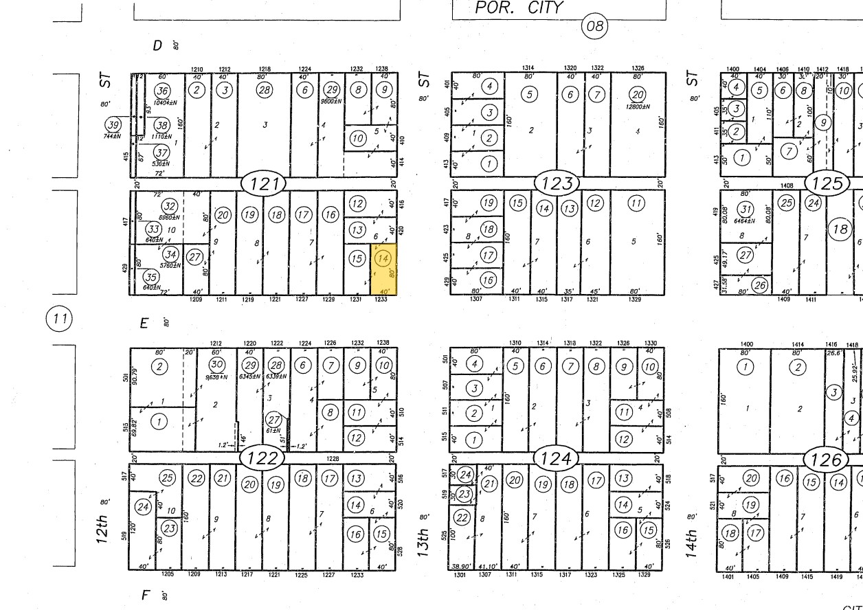 Mapa del paquete n. 002-0121-014 - 1233 E St