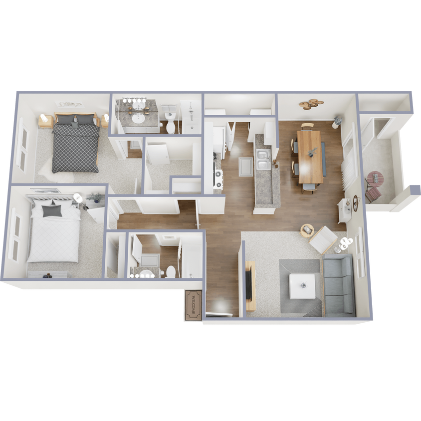 Floor Plan - 2D Two Bedroom Casitas