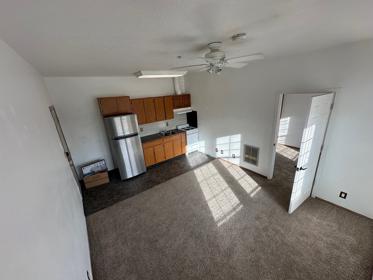 Living Room looking into Kitchen - 1210 Commerce Ave Apartments