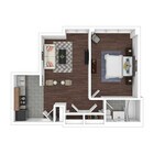 1 Bedroom Floor Visual with Furniture