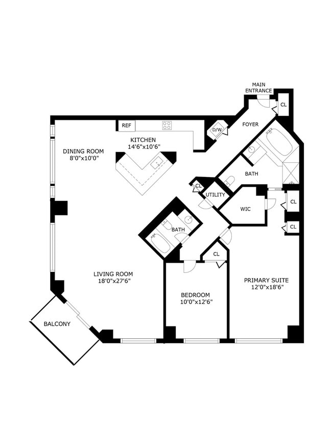 Corner layout offering 1,428 square feet with excellent separation of space. - 25 Rockledge Ave Unit #718