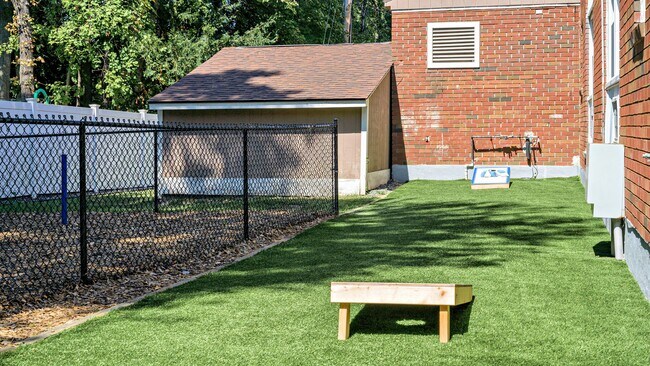 Play a game of cornhole with friends using our boards located next to the dog park.