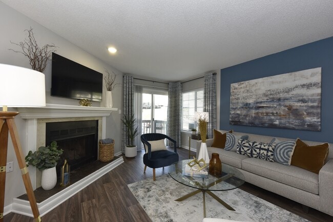 Living Room + Fireplace - Rosemont Apartments