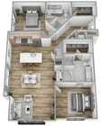 M | 2 habitaciones | 2 baños (plano de planta) Sagewell Hanover