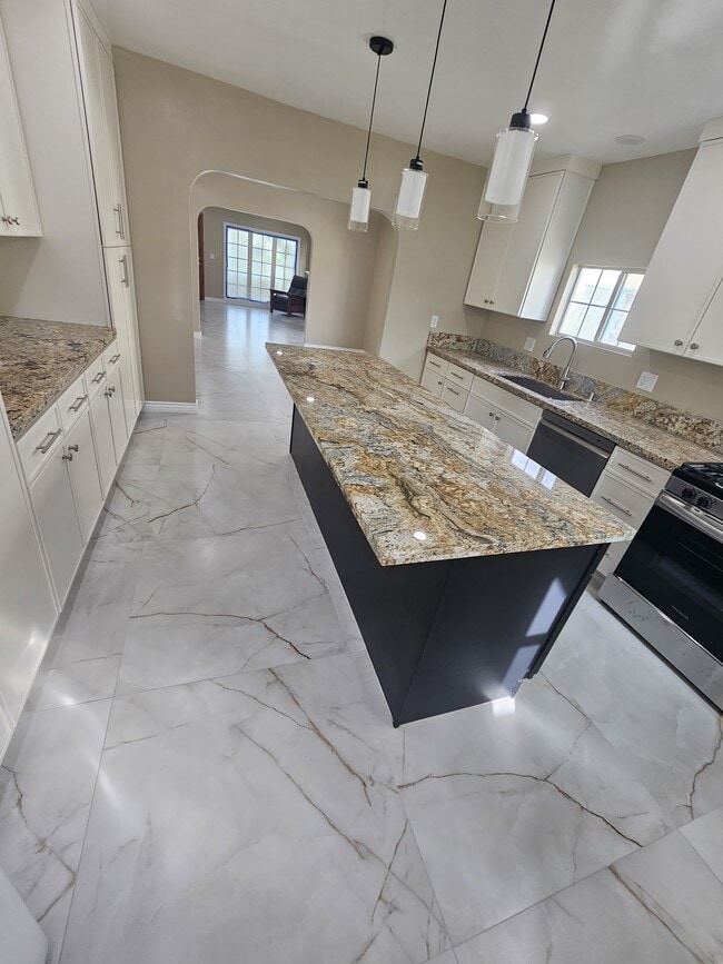 Large Kitchen with island, granite counter tops, new sink, stove, and more! - 918 E Elk Ave