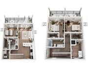 3 Bedroom, 2.5 Bathroom Townhome Floor Plan