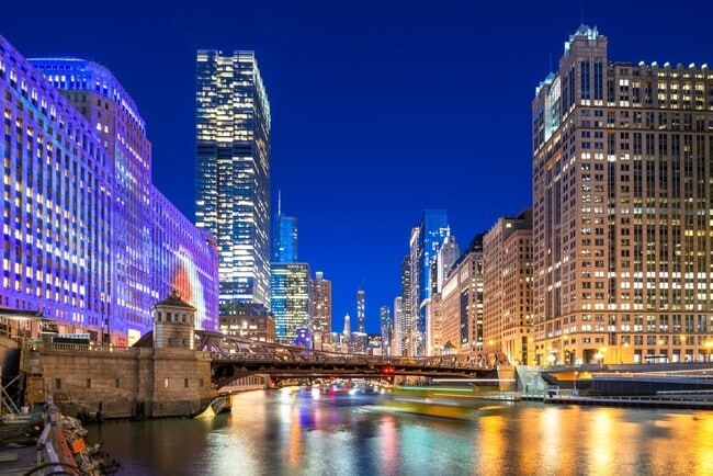 Wolf Point East Night Building