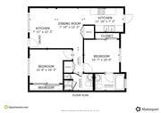2BR, 2BA - 1,000SF - Floor Plan