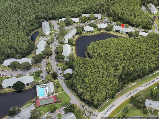 Red pin shows location off the highway across from Preserve - 1353 Pine Ridge Cir E Unit 128 E3