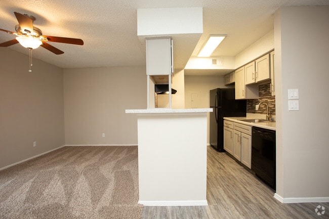 1BR, 1BA - 682SF Living Room & Kitchen
