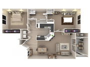 2 Bedroom; Upstairs