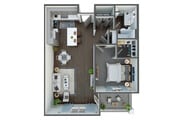 Discover comfort and style in this modern one-bedroom apartment with a sleek open-concept design.