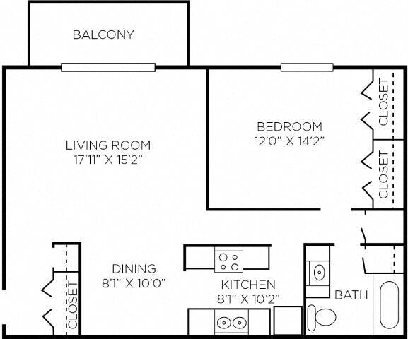 Floor Plan - 1 Bedroom