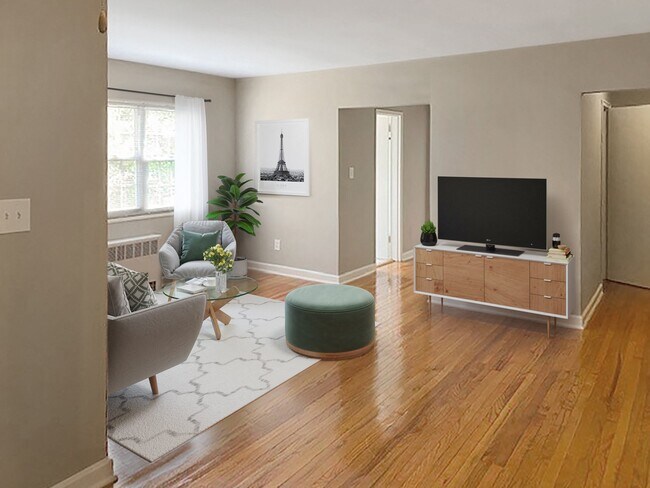 Área de estar del apartamento (puesta en escena virtualmente) - Mason Hall