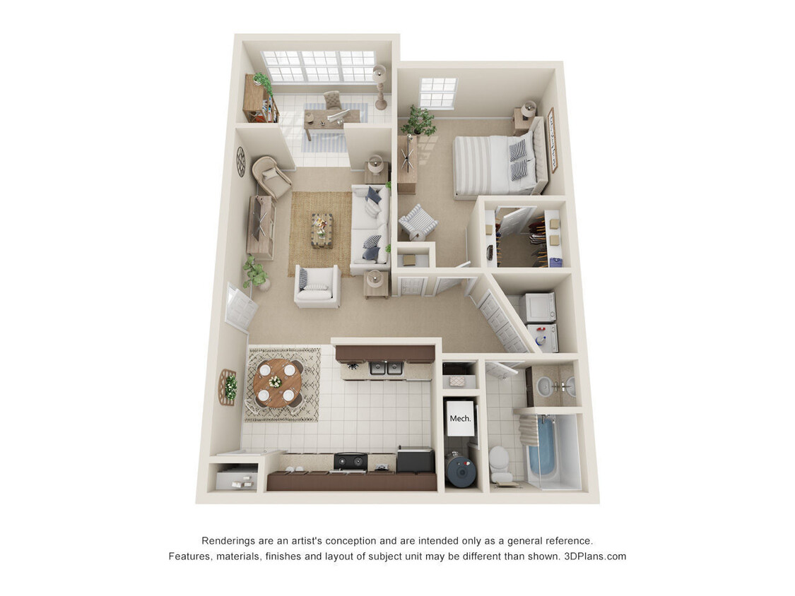 Floor Plan - 1 Bed/ 1 Bath Renovated