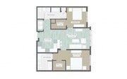 Merion floor plan - 2 bed, 2 bath - 1,062 sf
