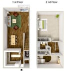 Two Bedroom, One and a half Bath floor plan Meadowlawn Apartments