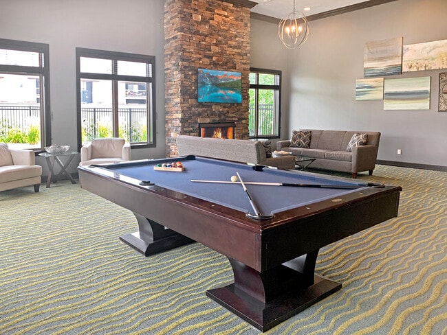 Pool Table & Fireplace - Village at Three Fountains