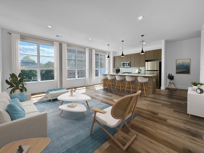 open floor plan living and kitchen - 289-293 Halsey St Rental