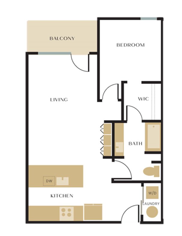 Floor Plan - A2 (1 BD/1BA)