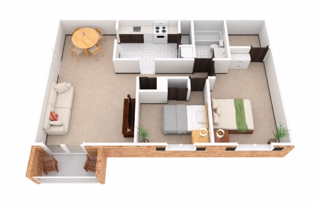Drakewood Side Floor Plan - The Meadows of Gahl Terrace Apartments