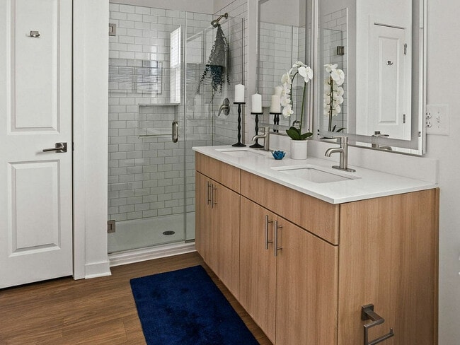 Bathroom with dual vanities